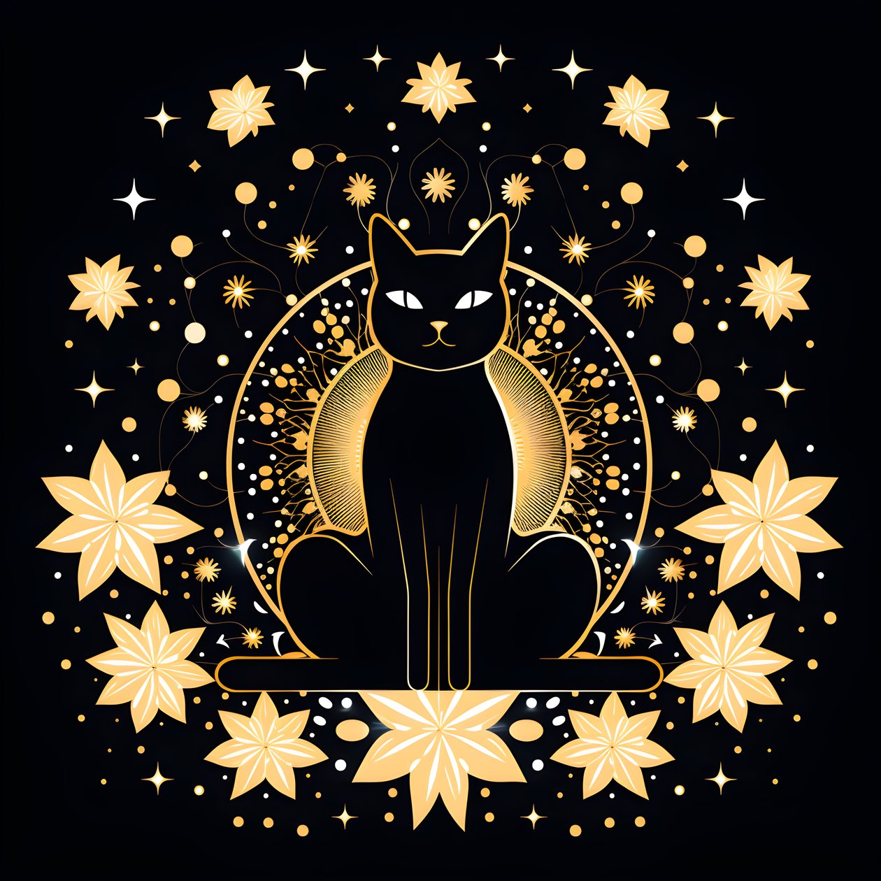 Chat en méditation assis sur une fleur de lotus 2 - Kurt Heppke