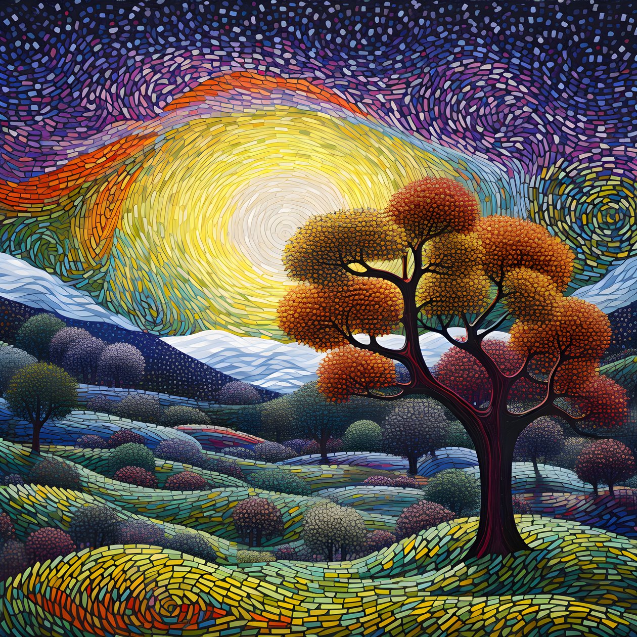 Paysage avec des arbres et des collines 1 - Kurt Heppke