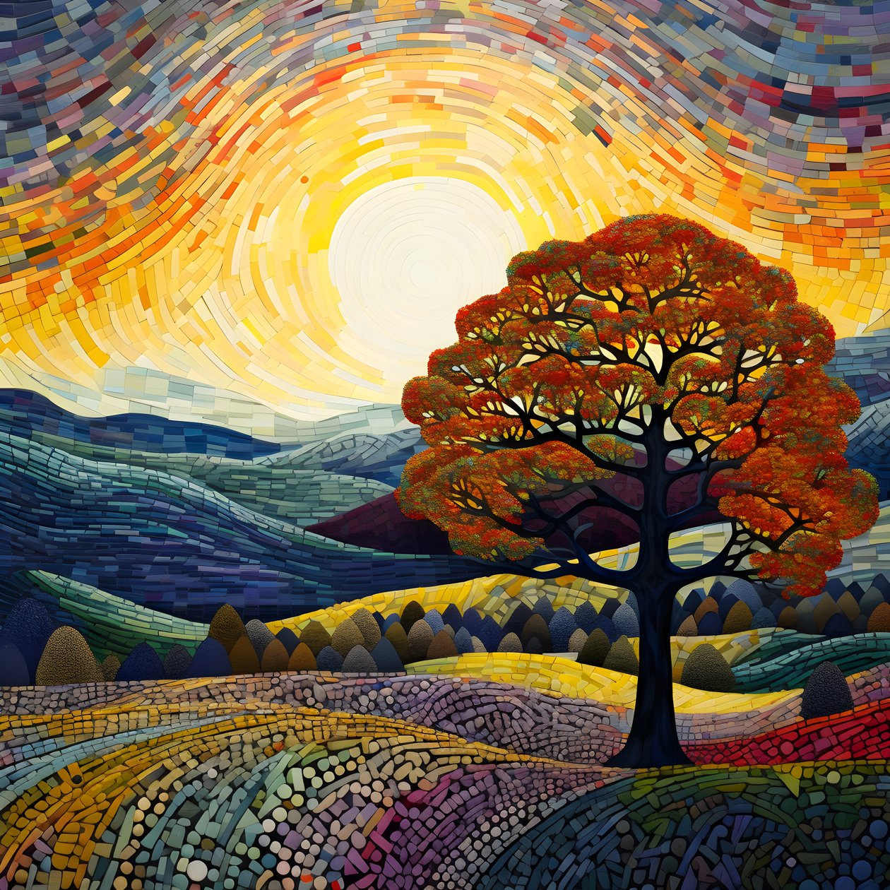 Paysage avec des arbres et des collines 4 - Kurt Heppke