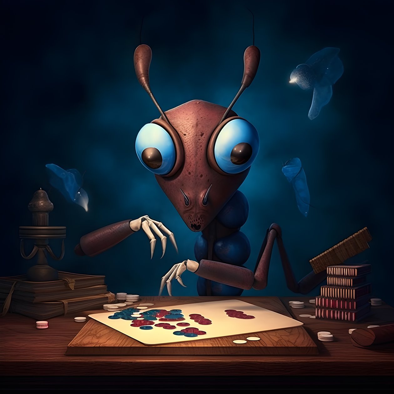 fourmi sauvage anthropomorphe avec sourcils et yeux bleus 1 - Kurt Heppke