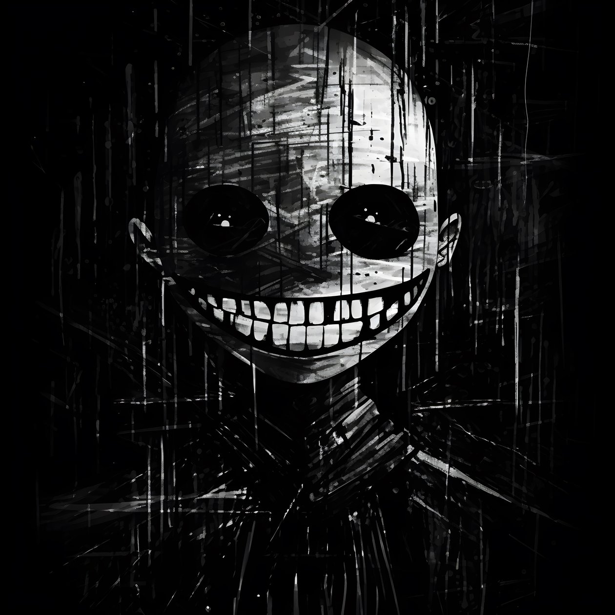 Le visage souriant est dessiné sur du papier noir 1 - Kurt Heppke