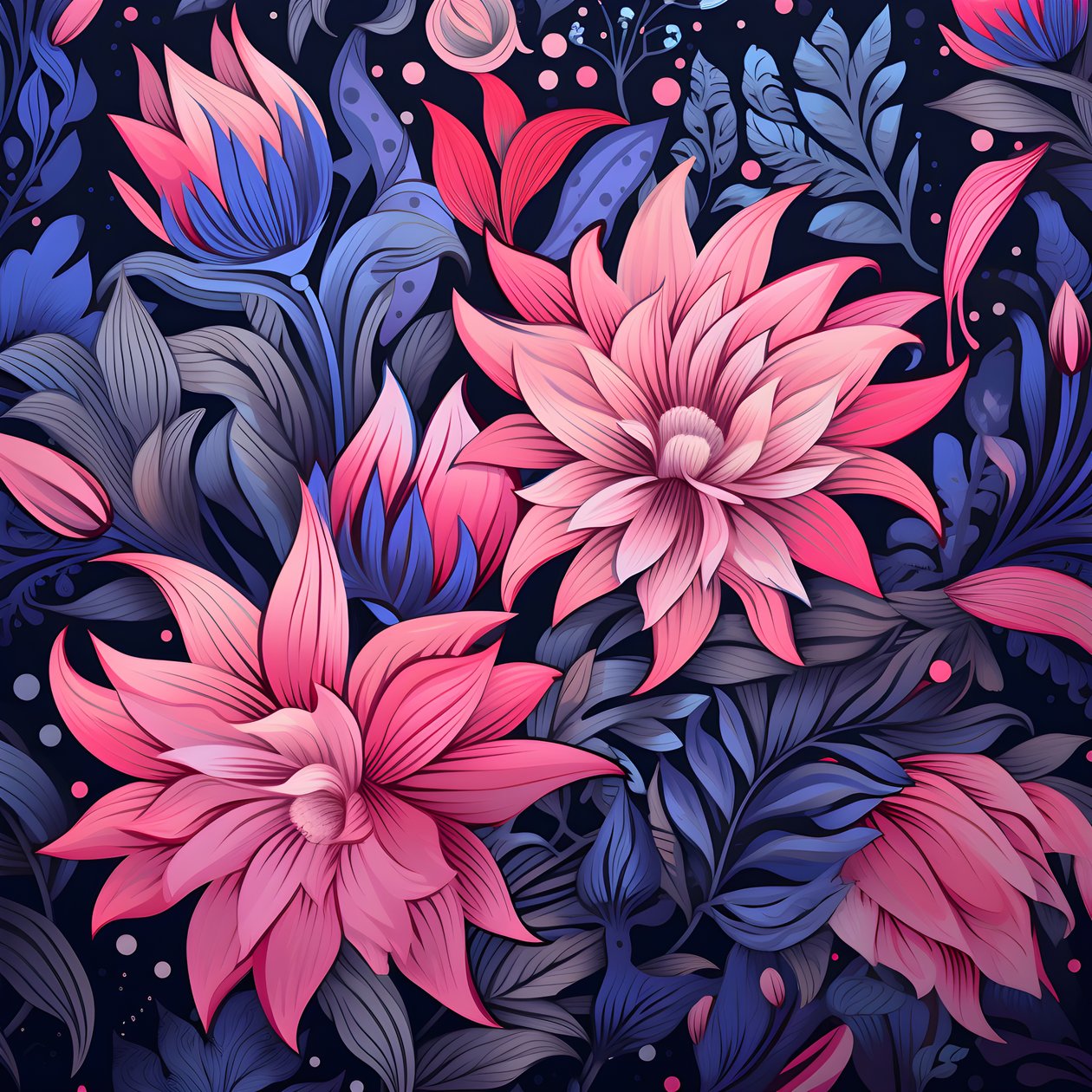 un bouquet de fleurs en rose et bleu 1 - Kurt Heppke