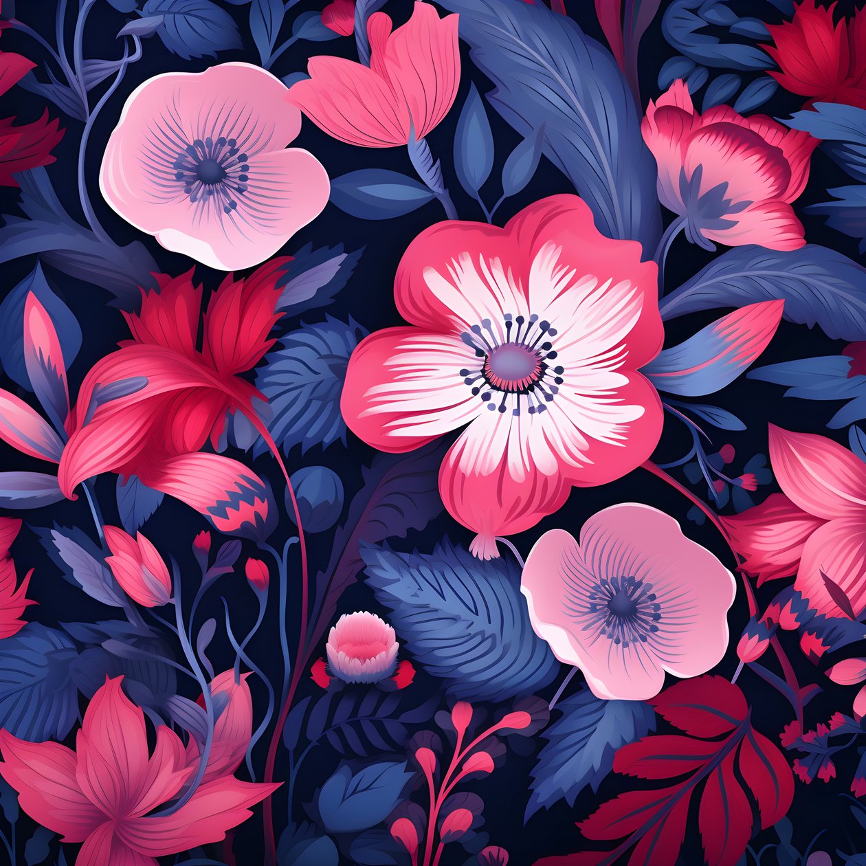 un bouquet de fleurs en rose et bleu 3 - Kurt Heppke