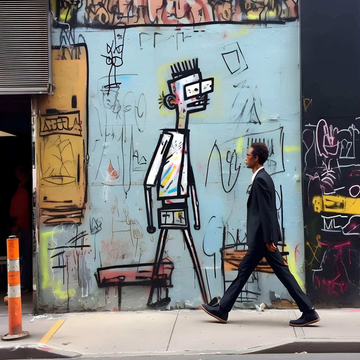 Une figure peinte prend vie en marchant dans une rue de New York, photo surréaliste 1 - Kurt Heppke