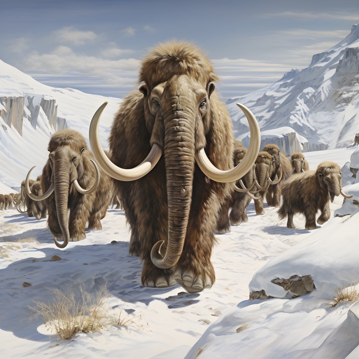 troupeau de mammouths laineux dans la toundra 1 - Kurt Heppke