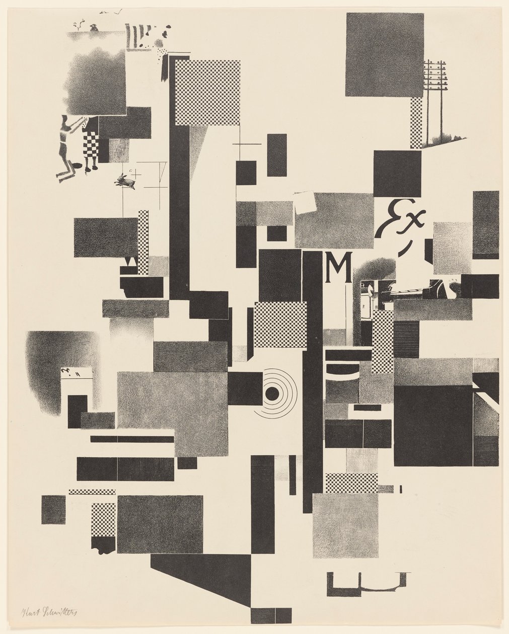 Sans titre, no. 2 de 6 du portfolio Merz 3. Kurt Schwitters 6 Lithos. Merz Mappe. Première Mappe de l