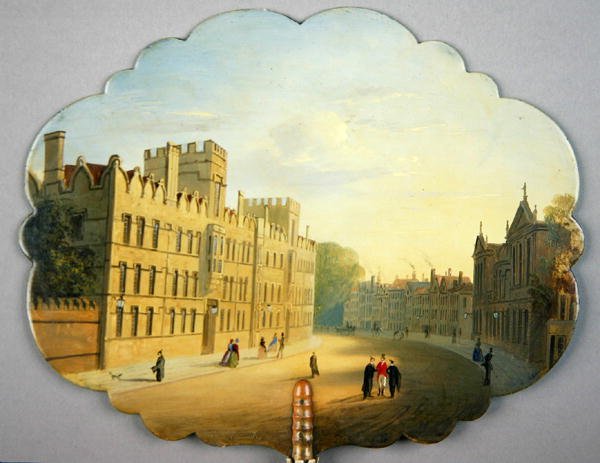 Écran victorien, avec une scène de Oxford High Street et Queen