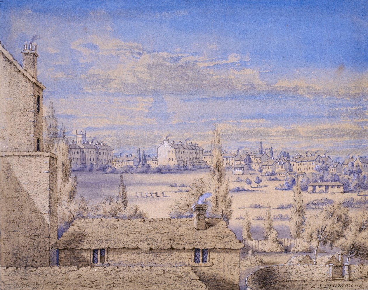 Vue de Belgrave Square depuis No.6 Grosvenor Place, Londres, vers 1820 - Lady Emily Drummond