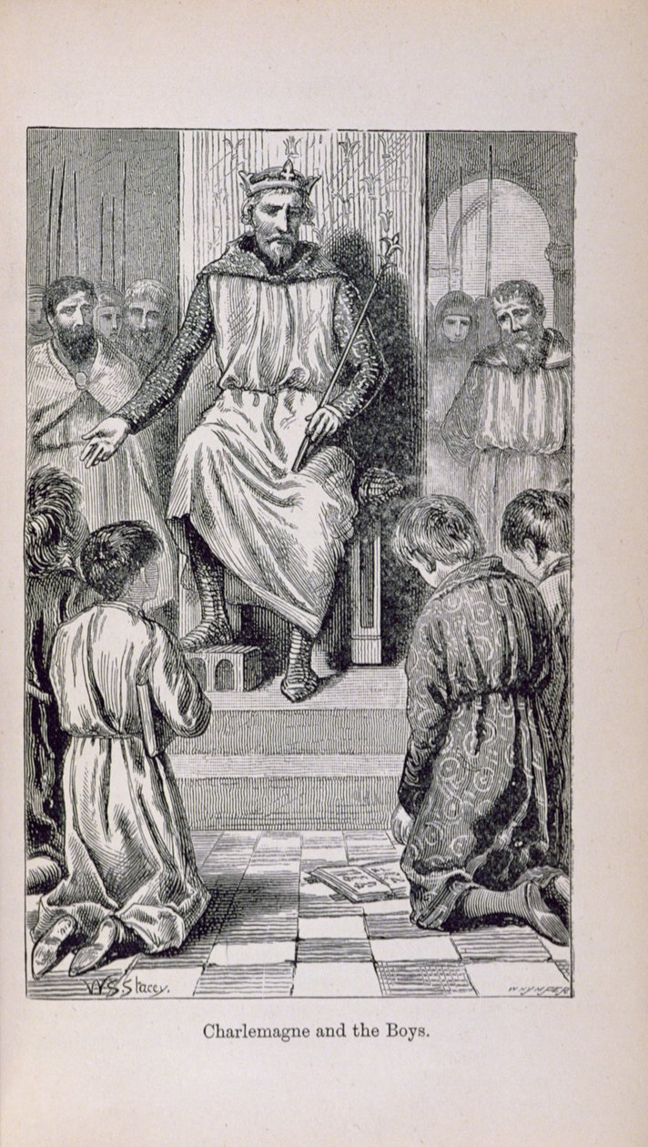 Charlemagne (742-814) et les garçons, illustration de 