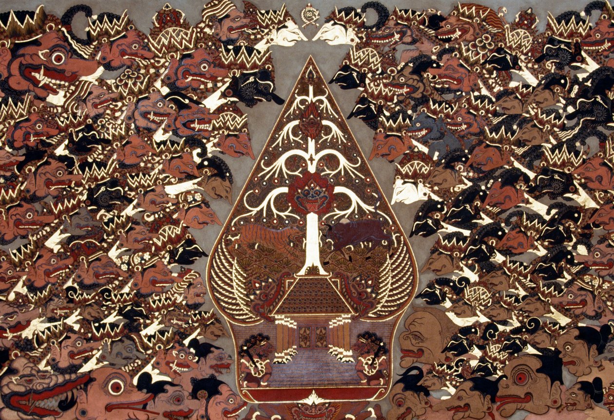 Peinture de style Wayang Beber inspirée par le Théâtre des Ombres, Palais Mangkunegaran, Surakarta, Java, Indonésie - Amadeo (after) Modigliani