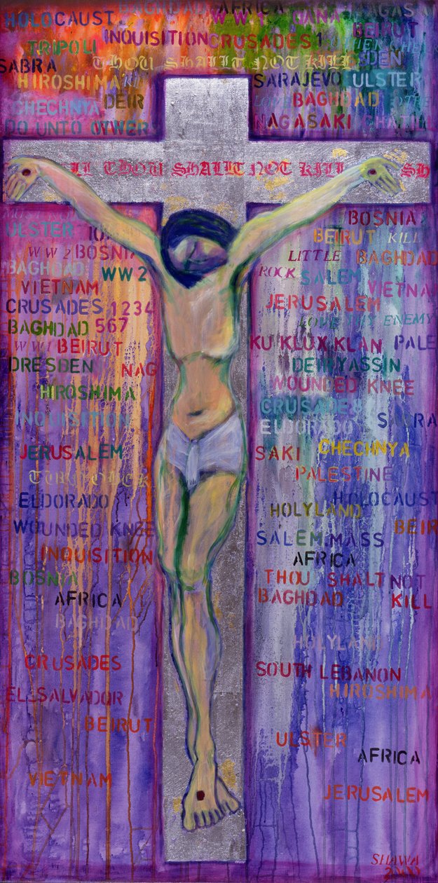 Tu ne tueras point, 2000 (acrylique et feuille d