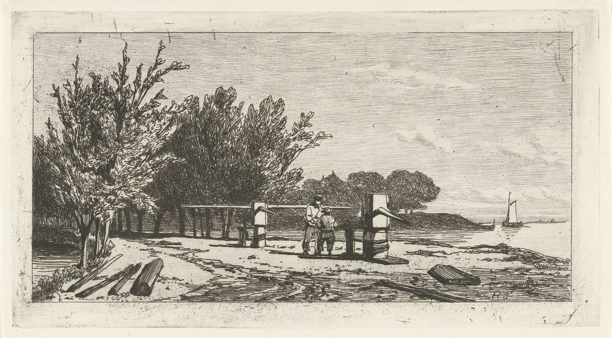 Homme et garçon au bord d
