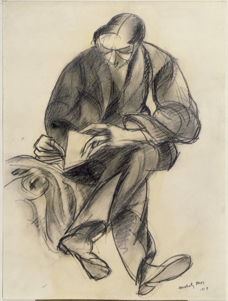 Figure assise lisant, 1919 - Laszlo Moholy Nagy