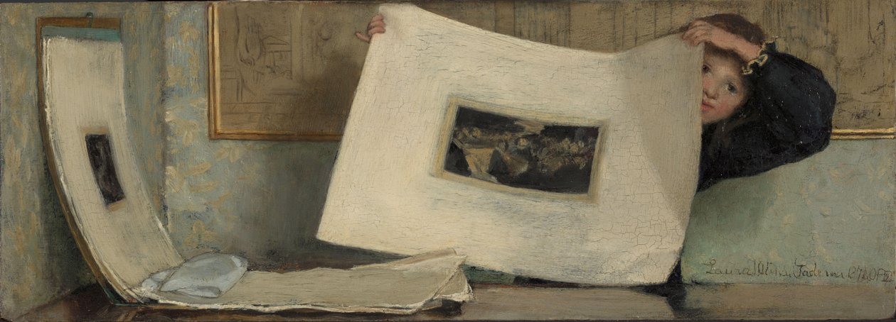 Anna feuilletant un portfolio de gravures - Laura Theresa Alma Tadema (Lady)