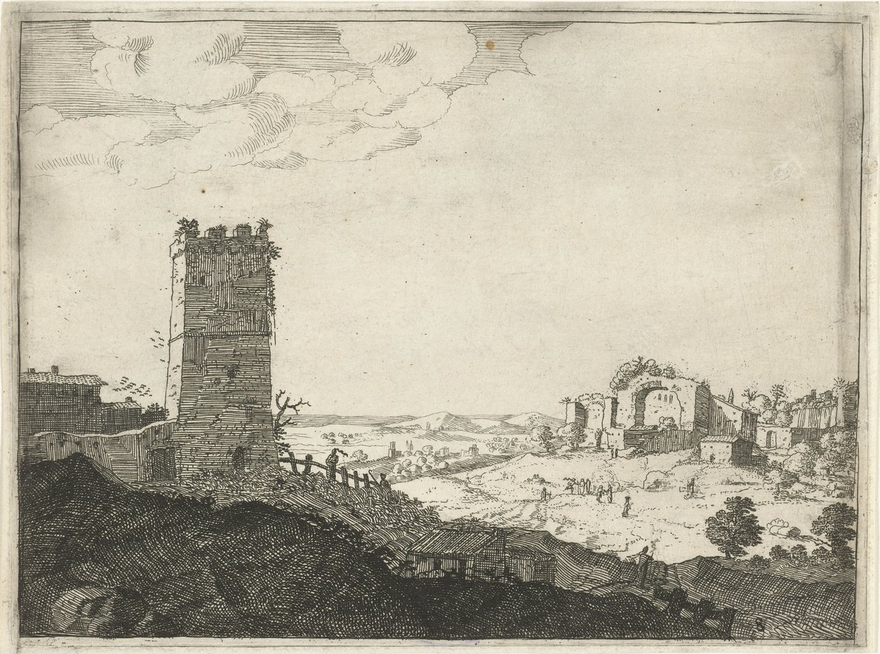 Paysage avec une tour - Laurens Barata