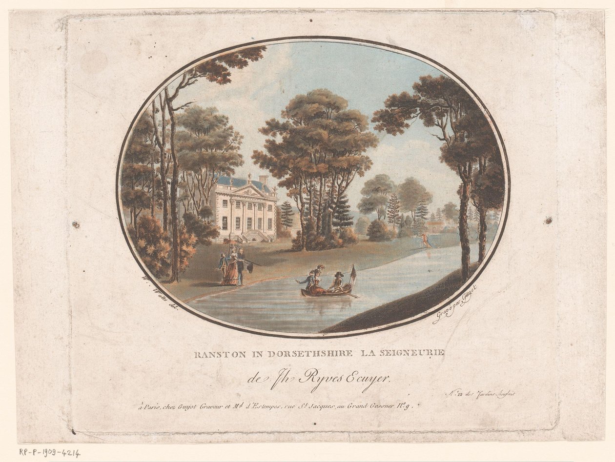 Vue de Ranston dans le Dorsetshire Jardins Anglais (titre de la série sur l