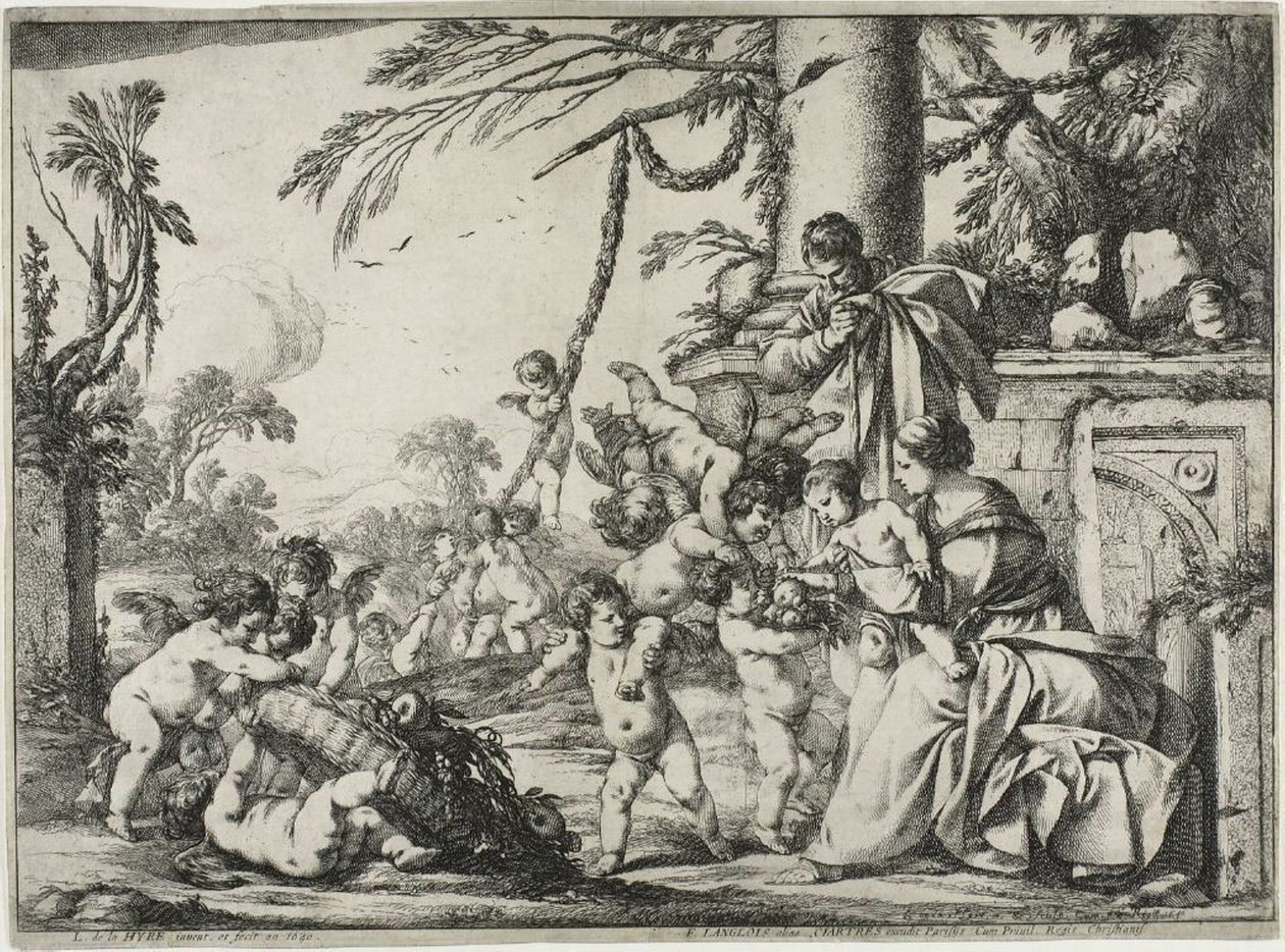 La Sainte Famille avec des putti - Laurent de la Hyre
