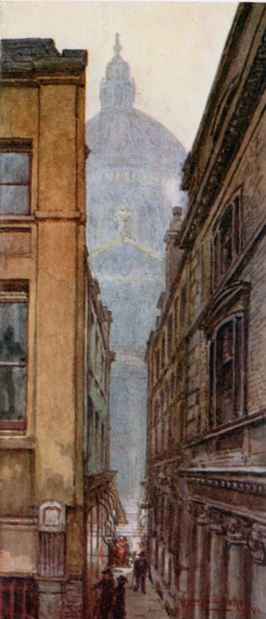 Le dôme (transept nord) depuis Paternoster Row (lithographie couleur) - Lawrence Deller