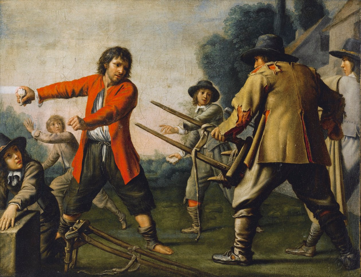 Le Maître des Cortèges - PEASANTS BRAWLING IN A LANDSCAPE - Le Nain Brothers