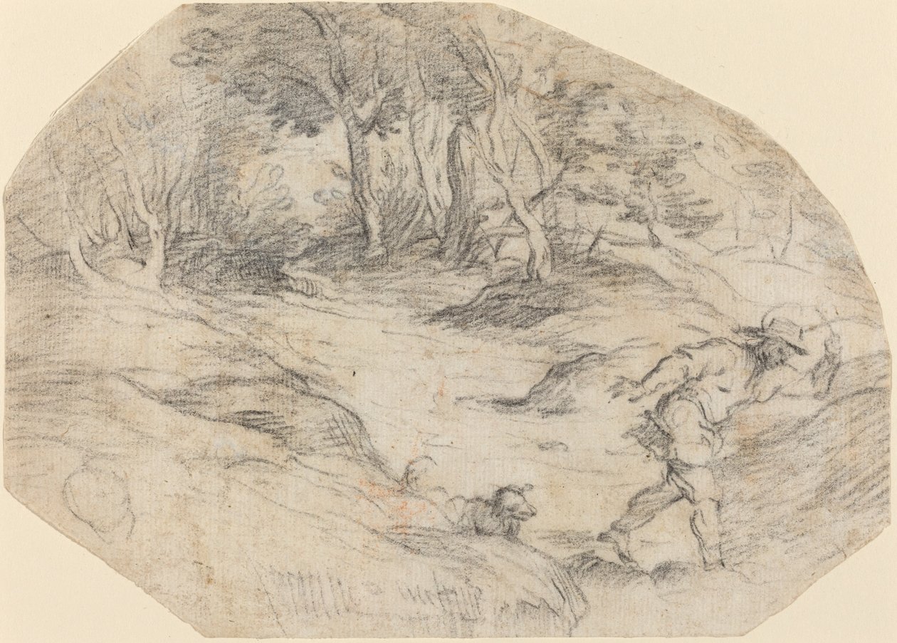 Paysage avec un homme et un chien - Leandro Bassano after Titian