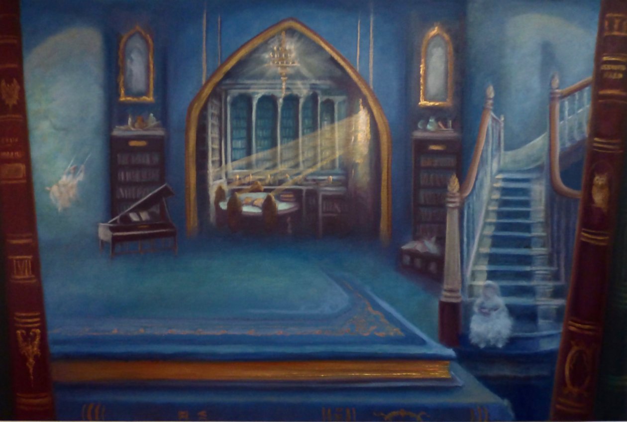Bibliothèque enchantée, 2024 (huile sur toile) - Lee Campbell