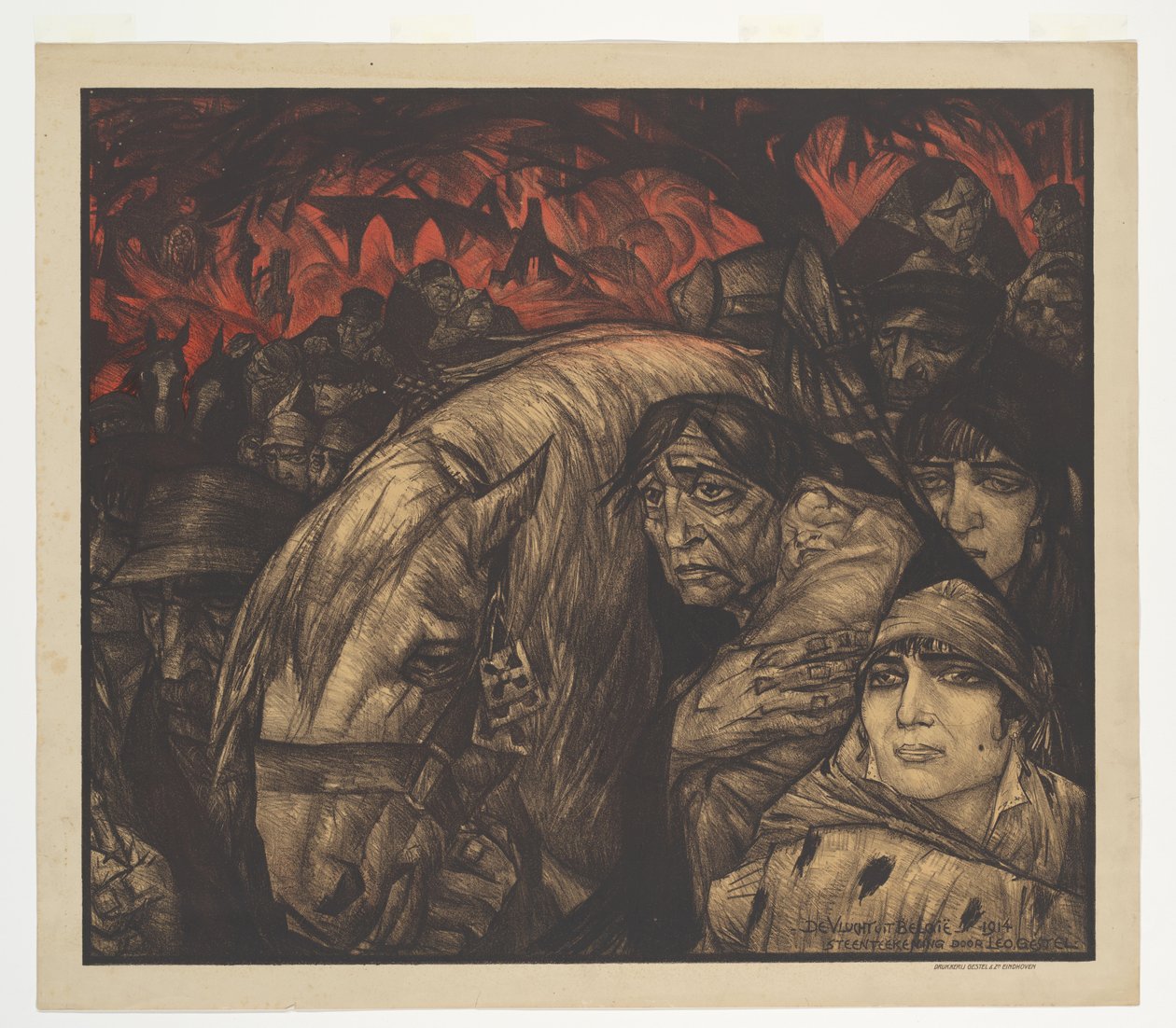 La fuite de Belgique - Leo Gestel (signed by artist)