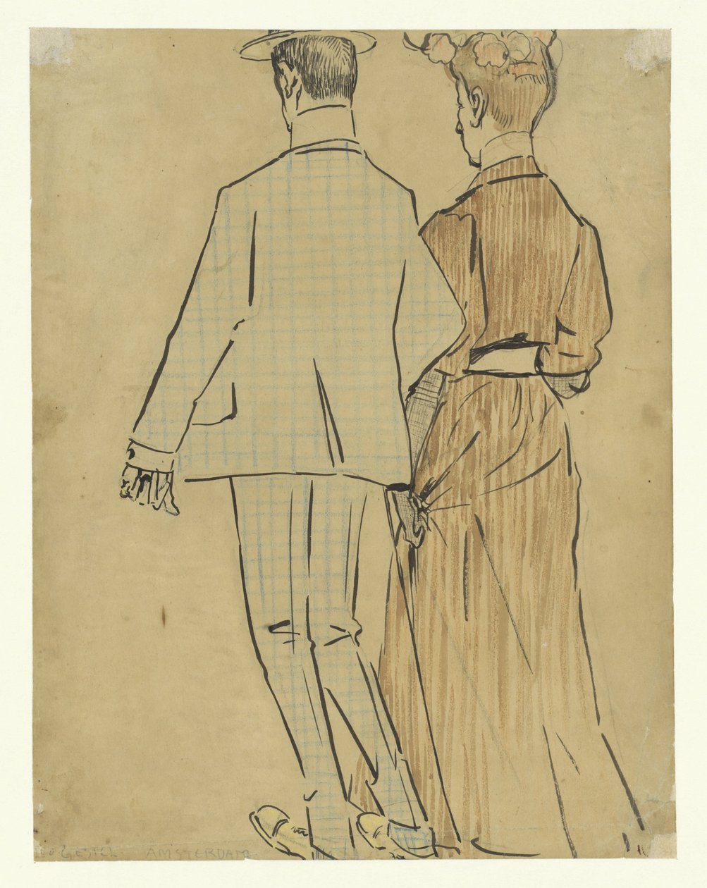 Couple marchant - Leo Gestel (signed by artist)