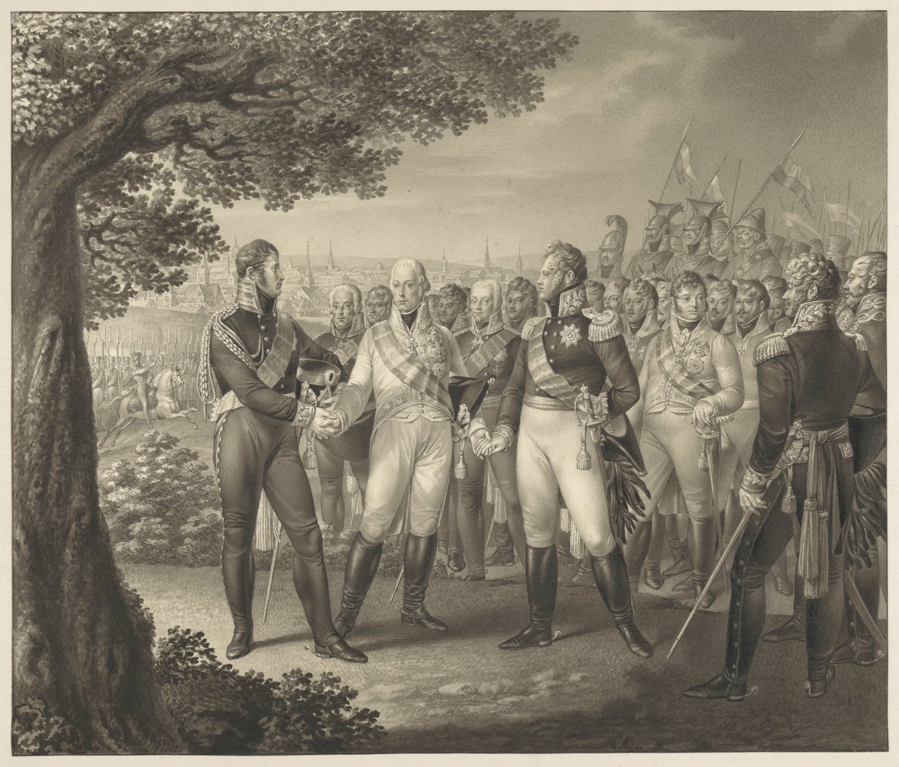 Première rencontre des monarques alliés avec leurs ministres à Prague, 18 août 1813 - Leo Wolf