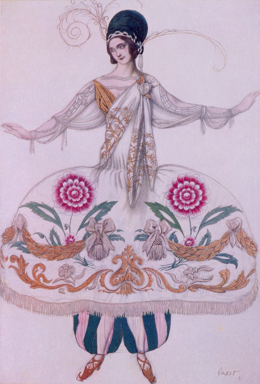 Design de costume pour Shéhérazade, de La Belle au bois dormant, 1921 - Leon Bakst