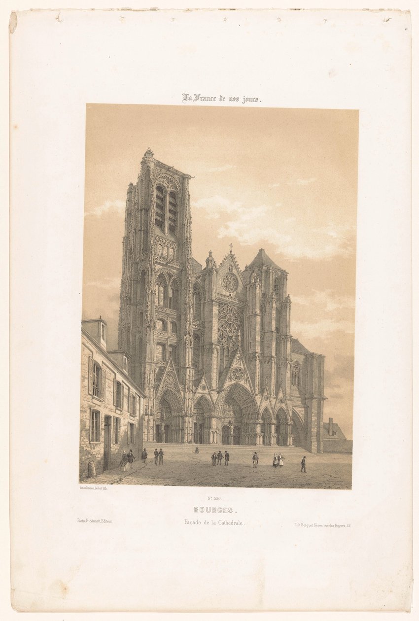 Vue de la façade de la cathédrale de Bourges - Leon Auguste Asselineau