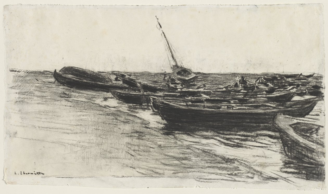 Bateaux sur la plage, vers 1874-81 - Leon Augustin Lhermitte