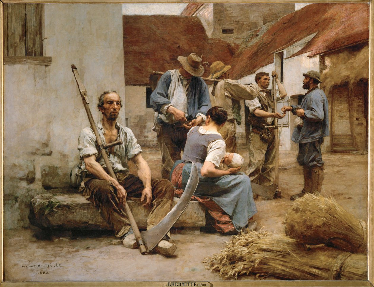 Payer les moissonneurs (huile sur toile) - Leon Augustin Lhermitte