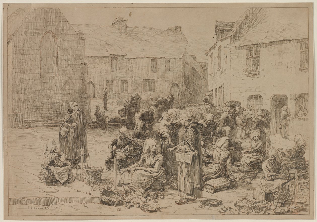 Le marché aux pommes à Landerneau, 1878 - Leon Augustin Lhermitte