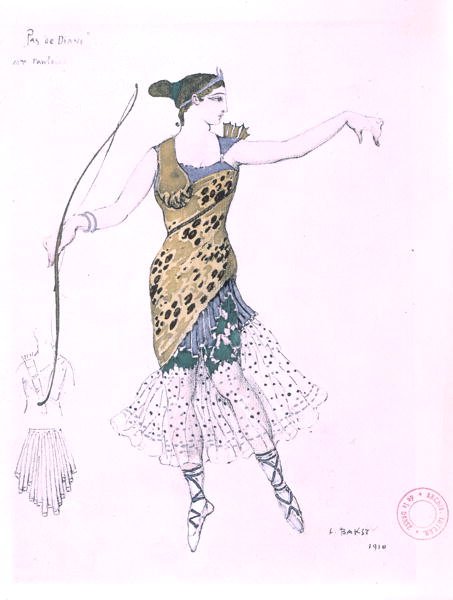 Anna Pavlova habillée en Diane - Leon Bakst