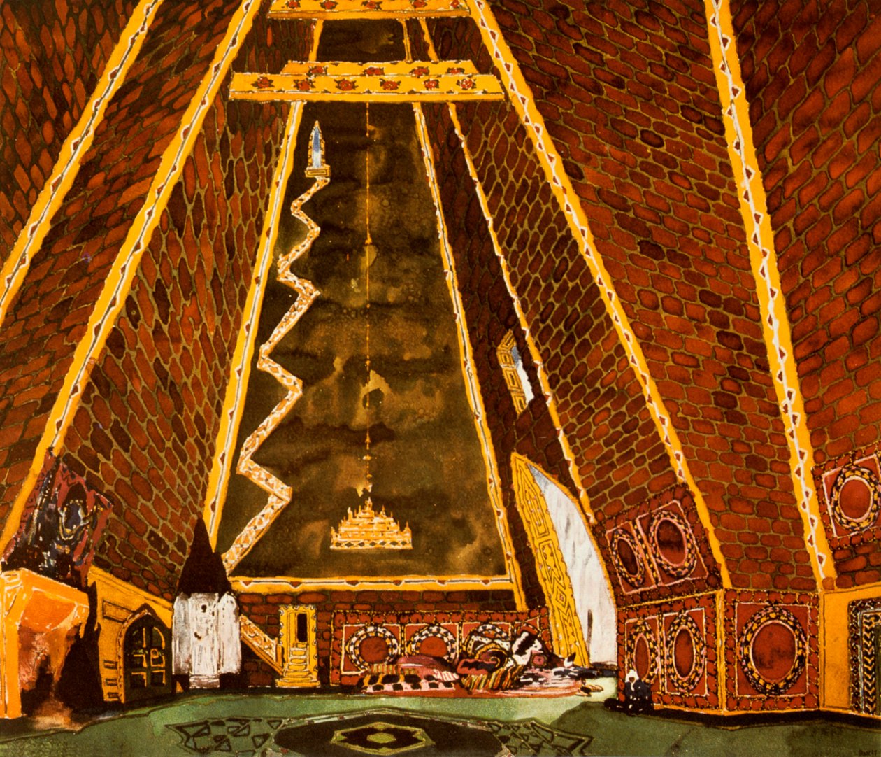 Décor de scène pour Thamar, ballet de Mily Balakirev, 1912 - Leon Bakst