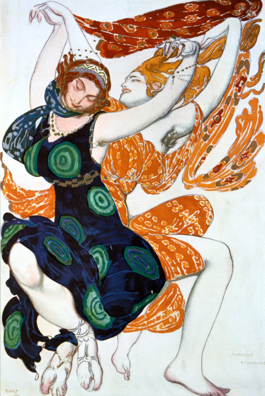 Deux Bacchantes, costume pour une production des Ballets Russes de Narcisse de Tcherepnin, 1911 - Leon Bakst
