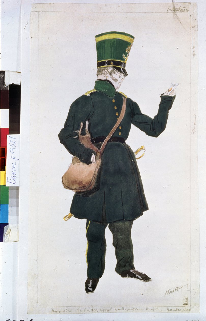 Le facteur, costume pour le ballet "La fée des poupées" dirigé par Joseph Bayer (1852-1913) - Leon Bakst