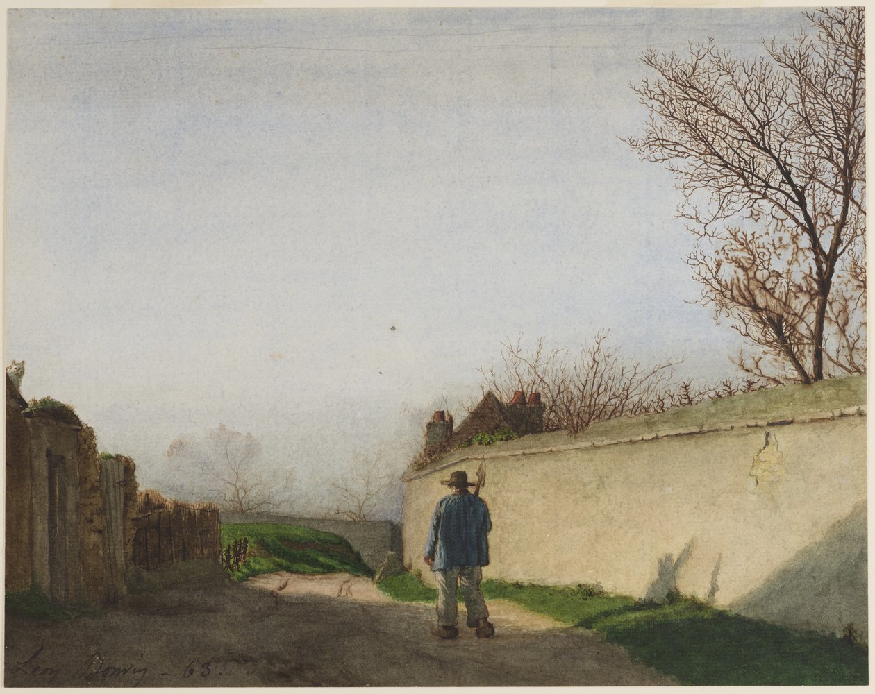 Chemin de campagne avec paysan - Léon Bonvin