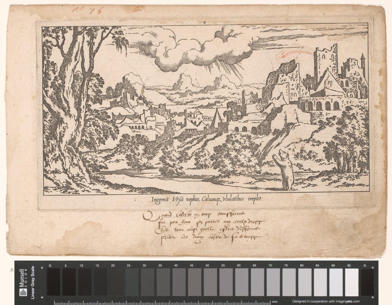 Callisto en ours implorant Jupiter dans un paysage avec des ruines - Leon Davent