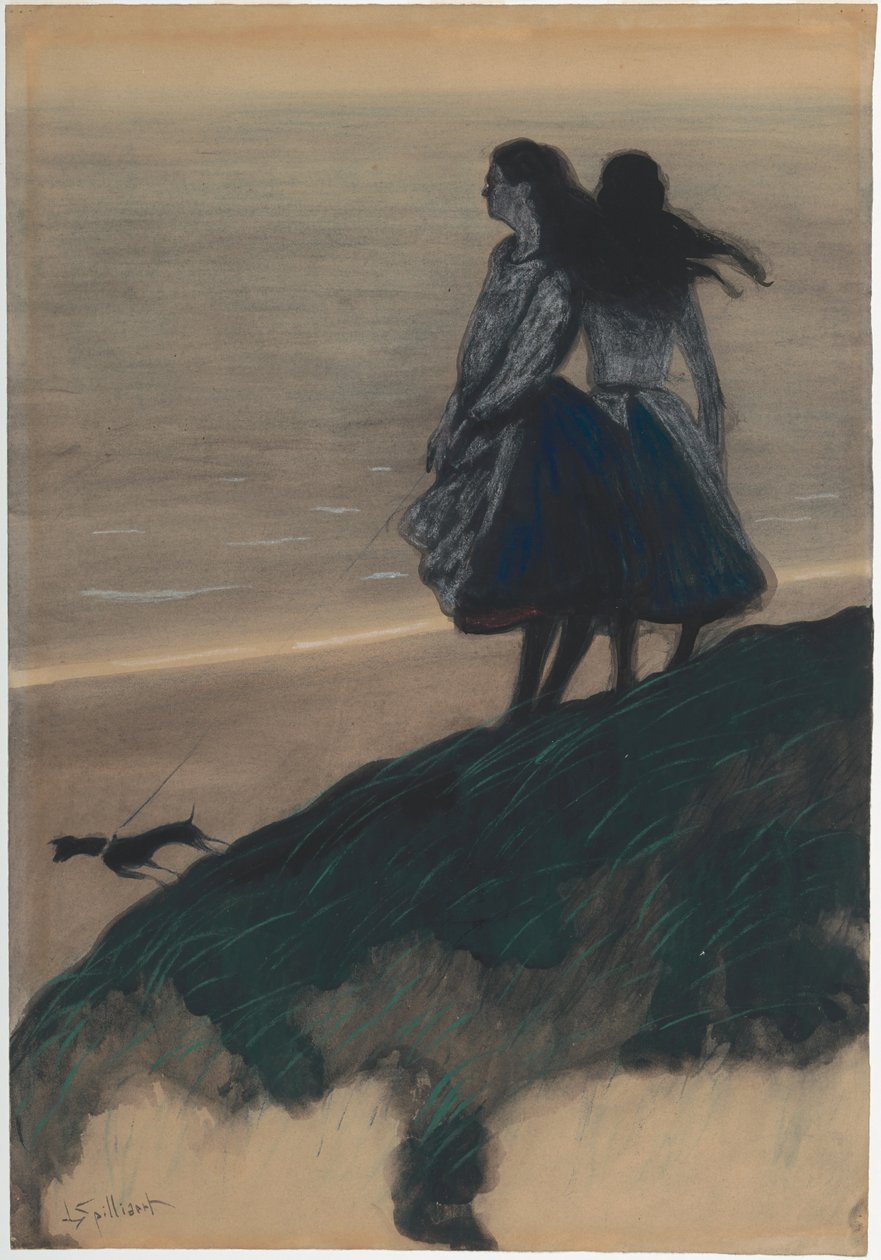 Filles sur une dune (aquarelle sur papier) - Leon Spilliaert