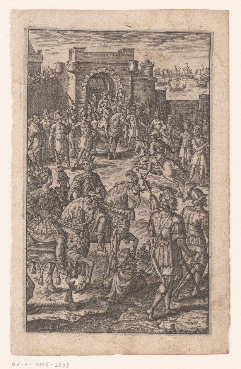 Roi à cheval à la porte de la ville - Leonard Gaultier