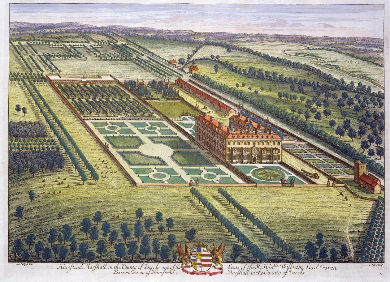 Hamstead Marshall dans le comté de Berkshire, gravé par Johannes Kip - Leonard Knyff