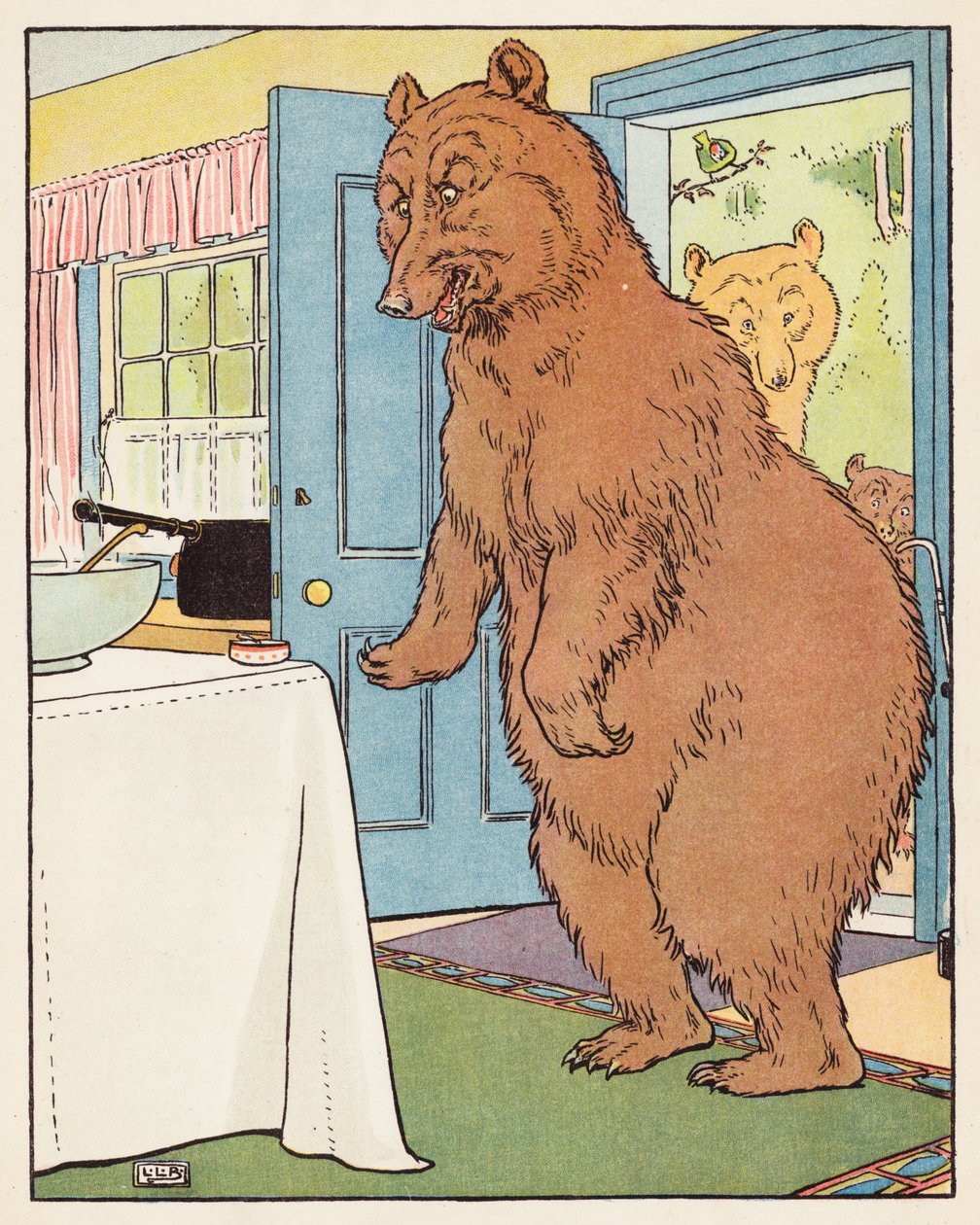 Les trois ours (lithographie couleur) - Leonard Leslie Brooke