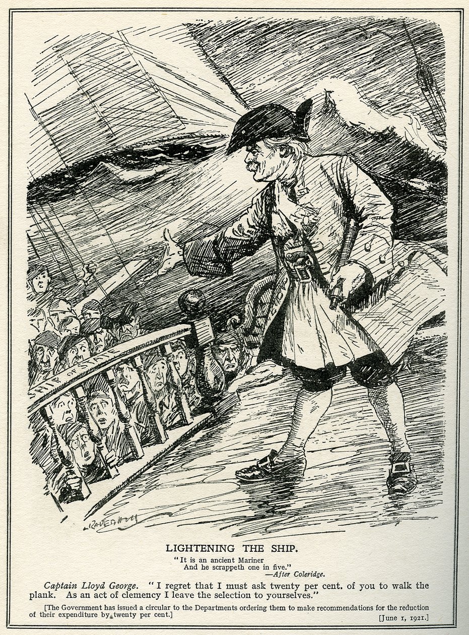Les départements gouvernementaux sont instruits par Lloyd George de réduire les dépenses de vingt pour cent, 1921 - Leonard Raven Hill