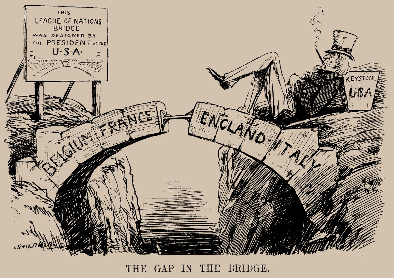 Le trou dans le pont. Caricature sur l