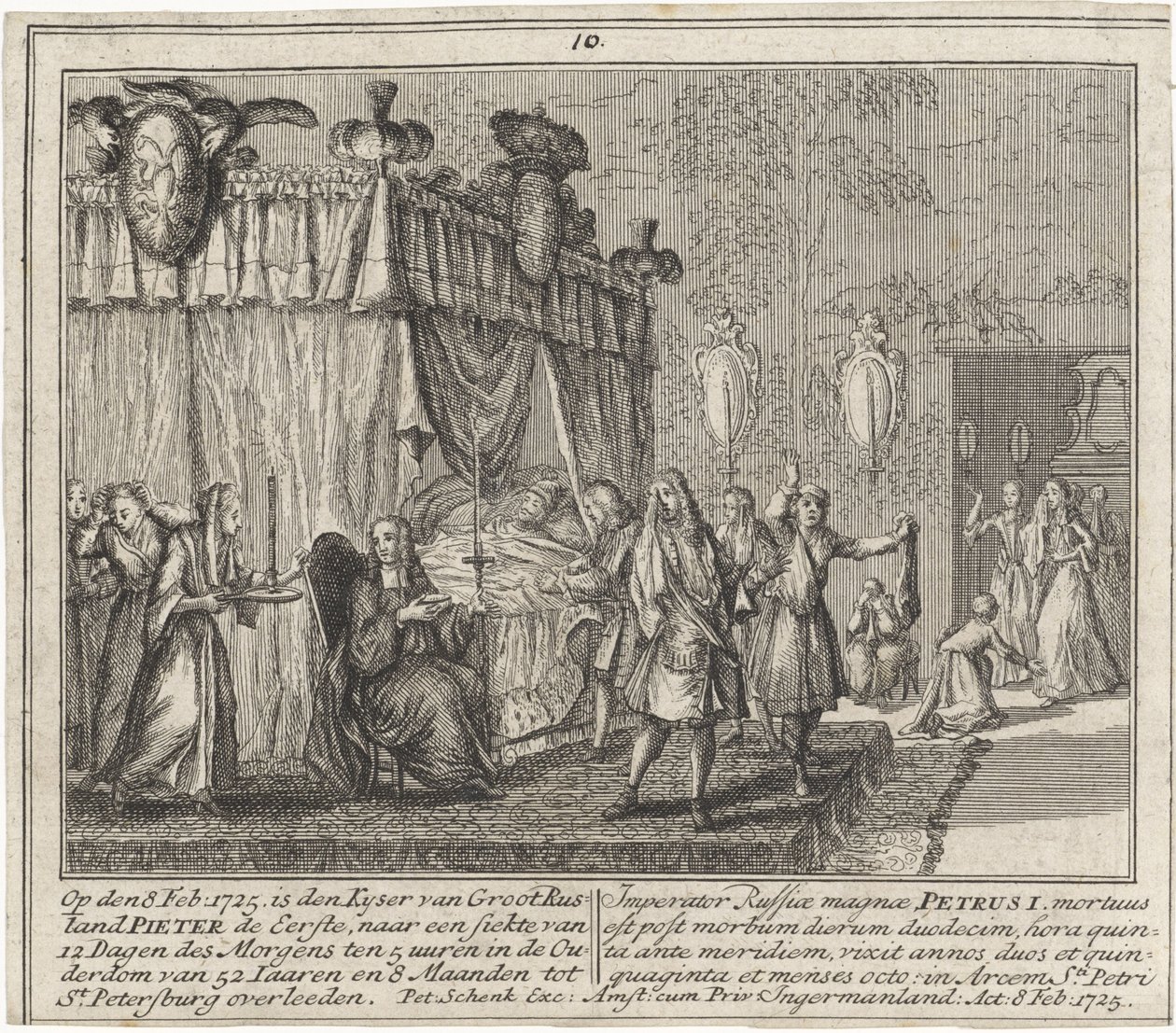 La mort de Pierre le Grand le 8 février 1725 - Leonard Schenk