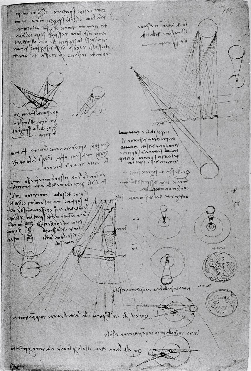 Diagrammes astronomiques, du Codex Leicester, 1508-12 - Leonardo da Vinci