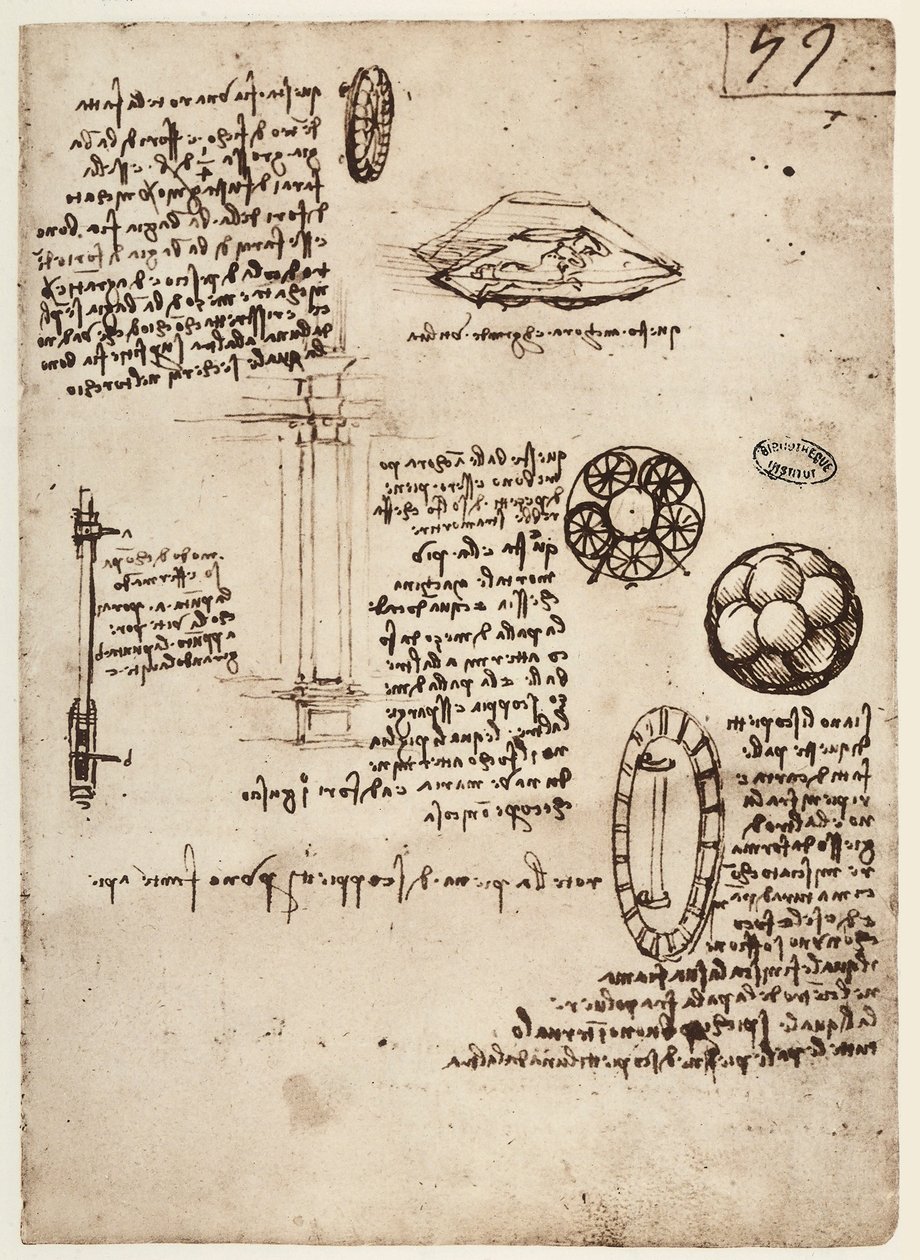MS B 2173 f.59r, étude des armes militaires, 1488-90 - Leonardo da Vinci