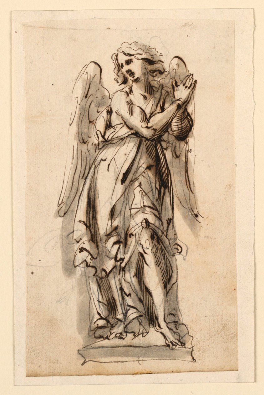 Conception pour une sculpture, ange en adoration - Leonardo Scaglia