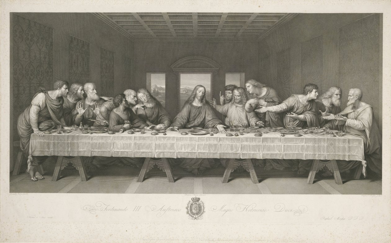 La Cène, dessinée par Teodoro Matteini, gravée par Raphael Morghen - Leonardo da (after) Vinci